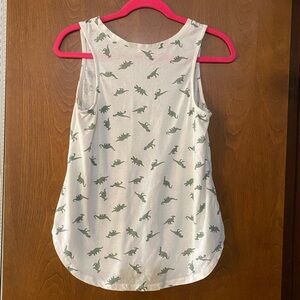 Zoe + Liv Dinosaur Print Tank Top - White and Green